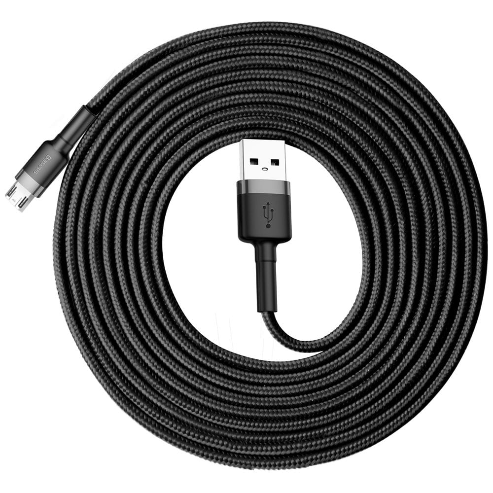 Baseus Cafule Cable holdbart nylonkabel USB / micro USB 2A 3M sort-grå (CAMKLF-HG1)