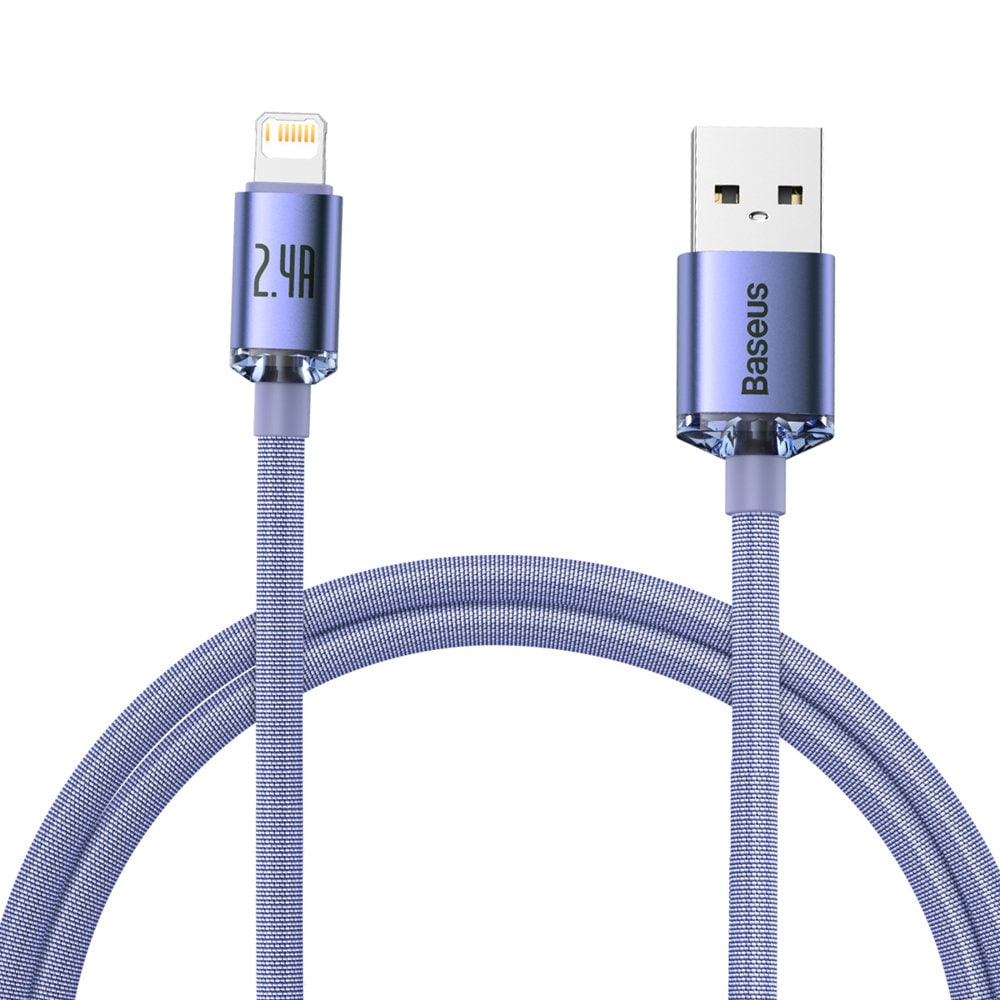 Baseus Crystal Shine USB Quick Charge & Data Cable Type A - Lightning 2.4A 1.2m Purple (CAJY000005)