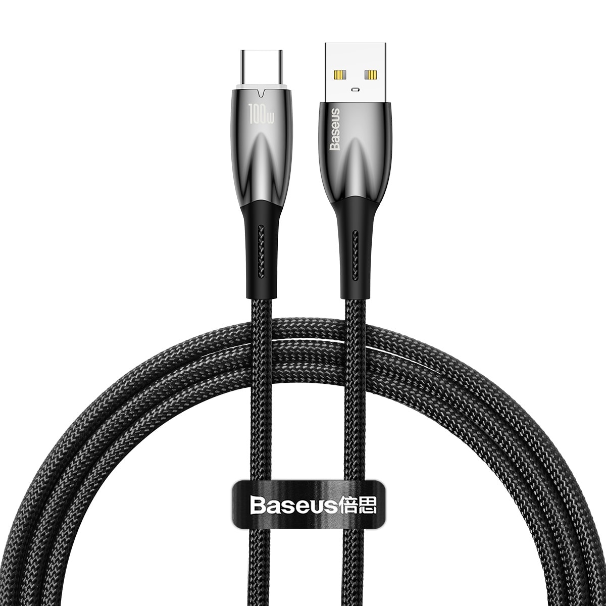 Baseus Glimmer Series hurtigopladningskabel USB-A - USB-C 100W 480Mbps 1m Sort