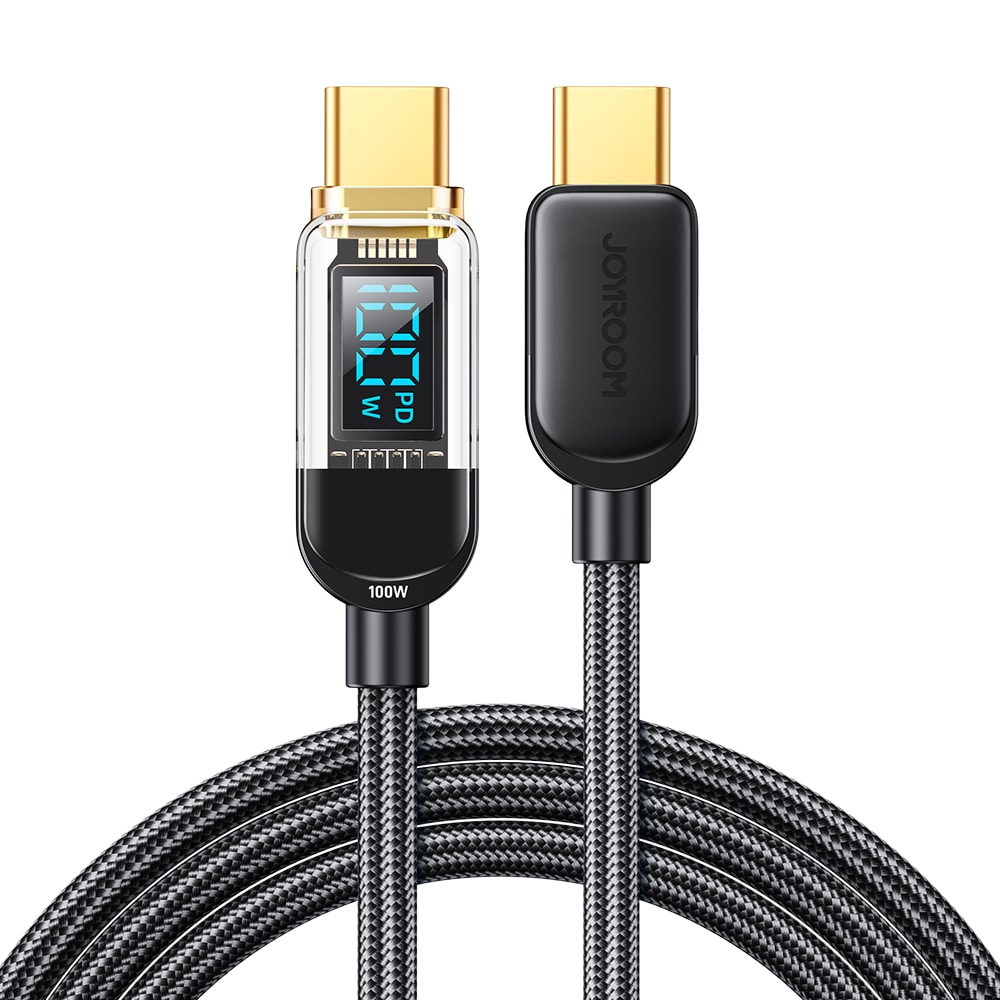 Joyroom A4 USB-C / USB-C 100W 1,2 m kabel med skærm - sort
