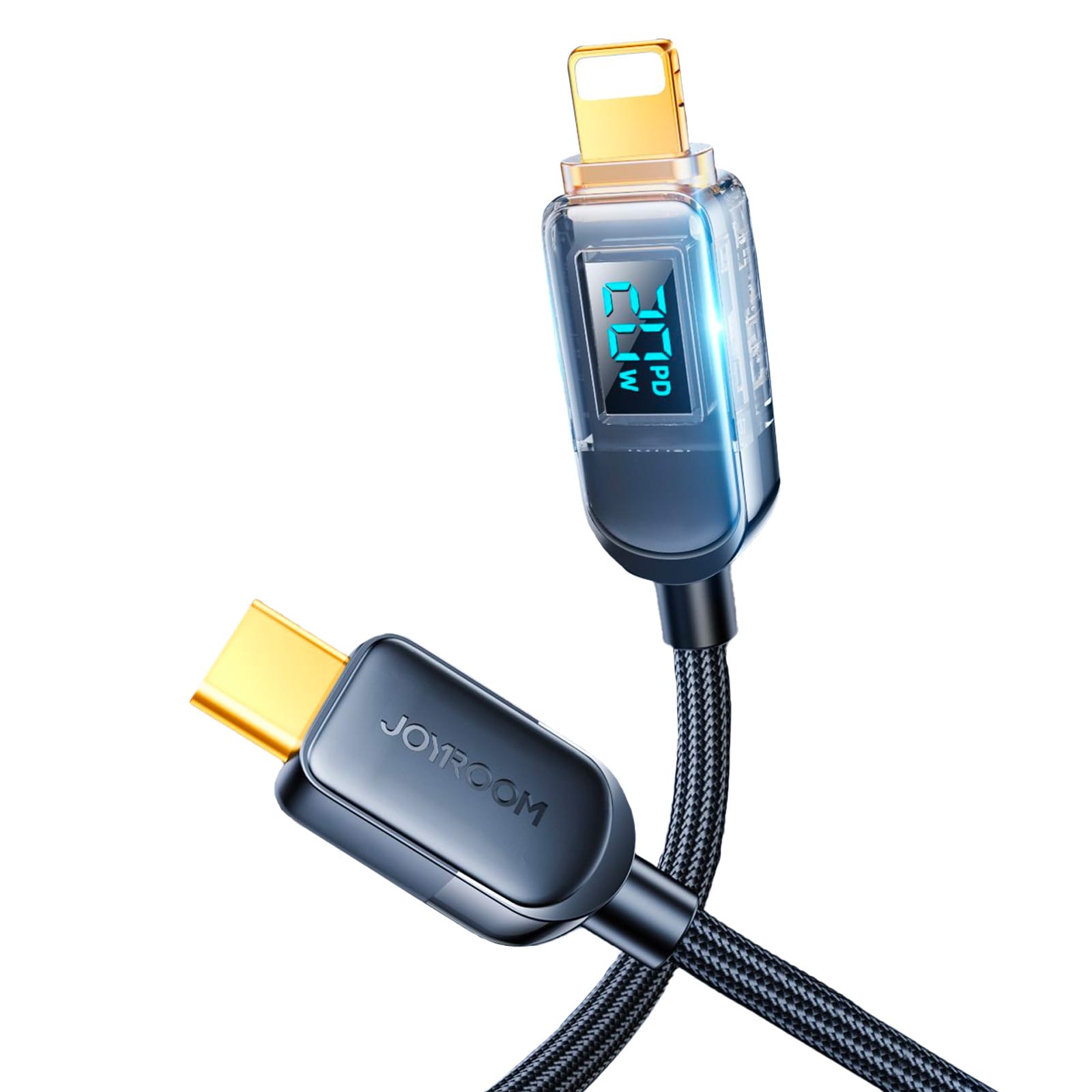 Joyroom A4 USB-C / Lightning-kabel 20W 1,2 m med display - sort