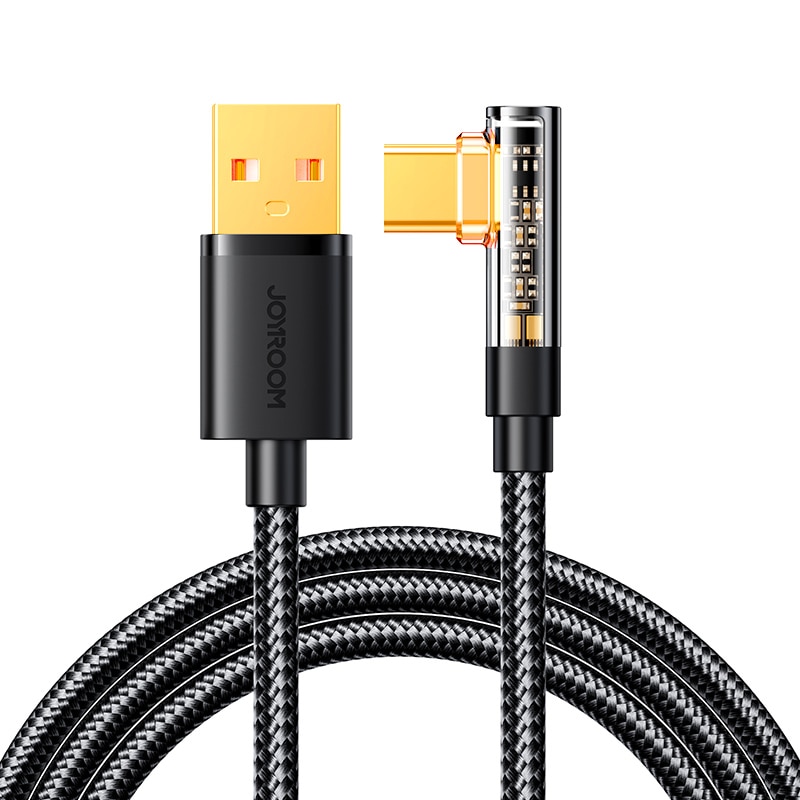 Joyroom Gaming-kabel S-UC027A6 USB-C (vinklet) / USB-A (lige) 3A 1,2 m - sort