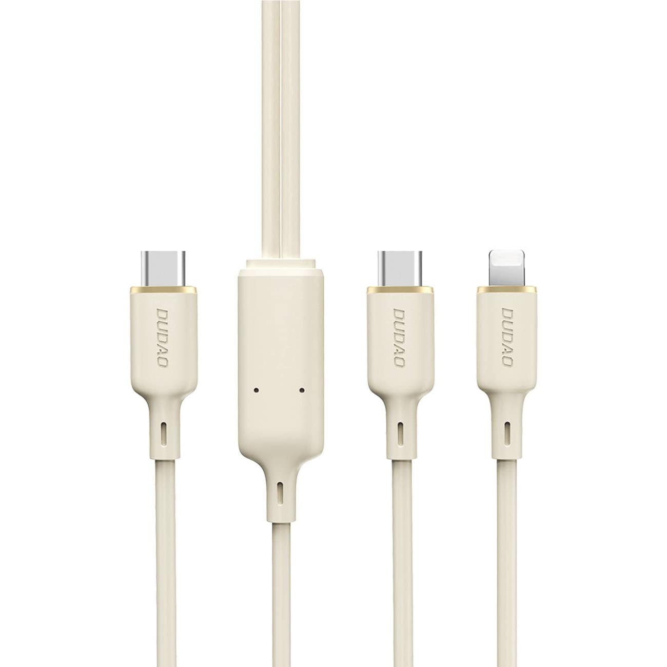 Dudao L7SF 2in1-kabel USB-C - USB-C / Lightning 100W 1,2 m - beige