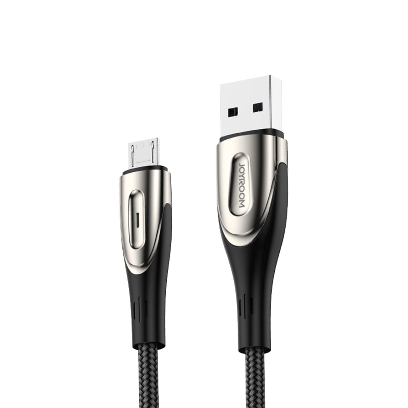 Joyroom Sharp Serie S-M411 USB-A / micro USB 3A 2m kabel med opladningsindikator - Sort