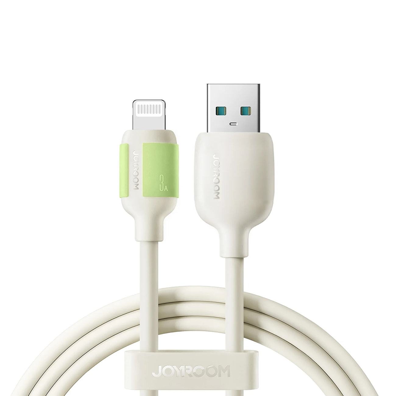 Joyroom S-A53 3A USB-A-kabel - Lightning med fluorescerende spids 2m - Beige