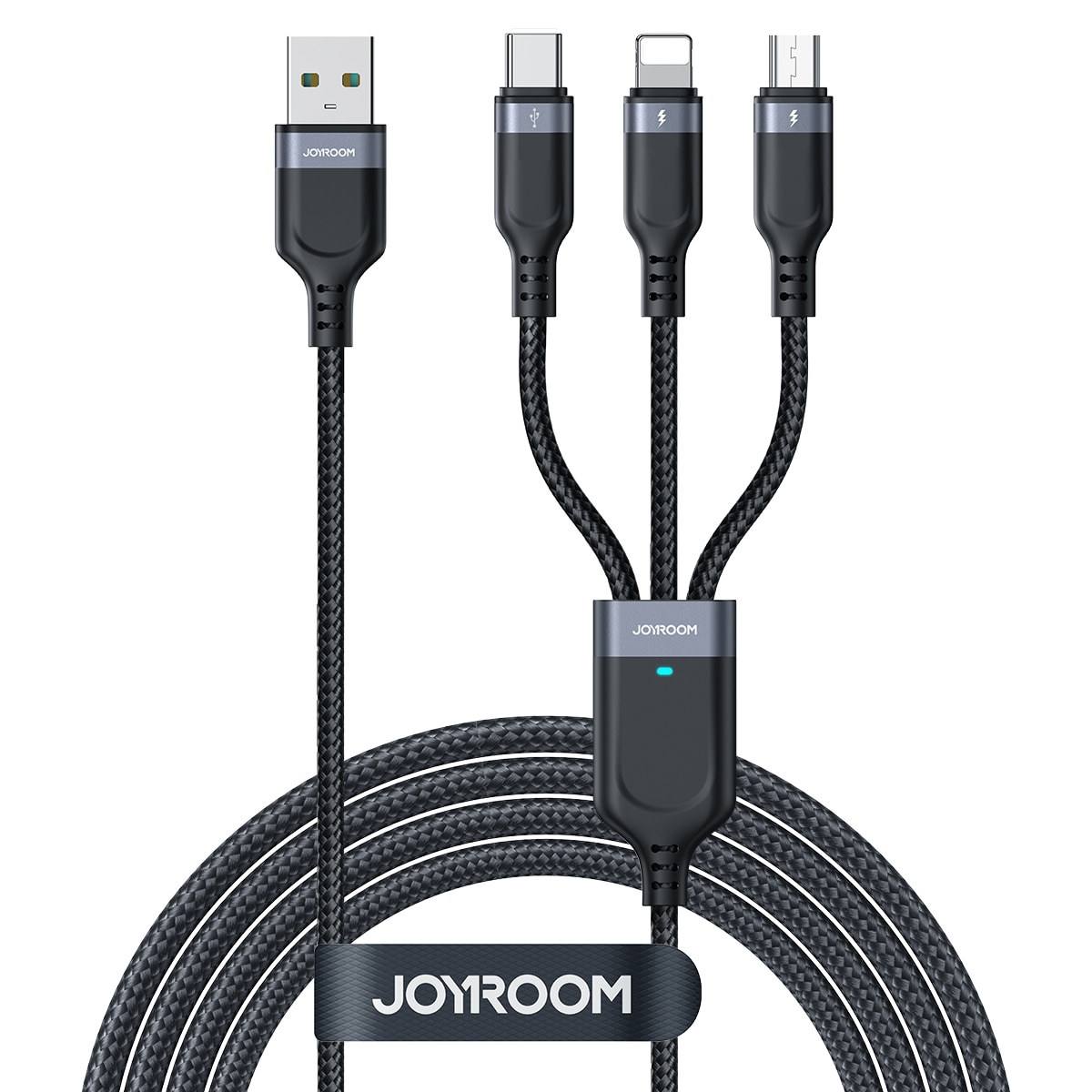 Joyroom Multi-Use Series S-A18 3in1 USB-A - Lightning / USB-C / micro USB-kabel 0,3 m - sort