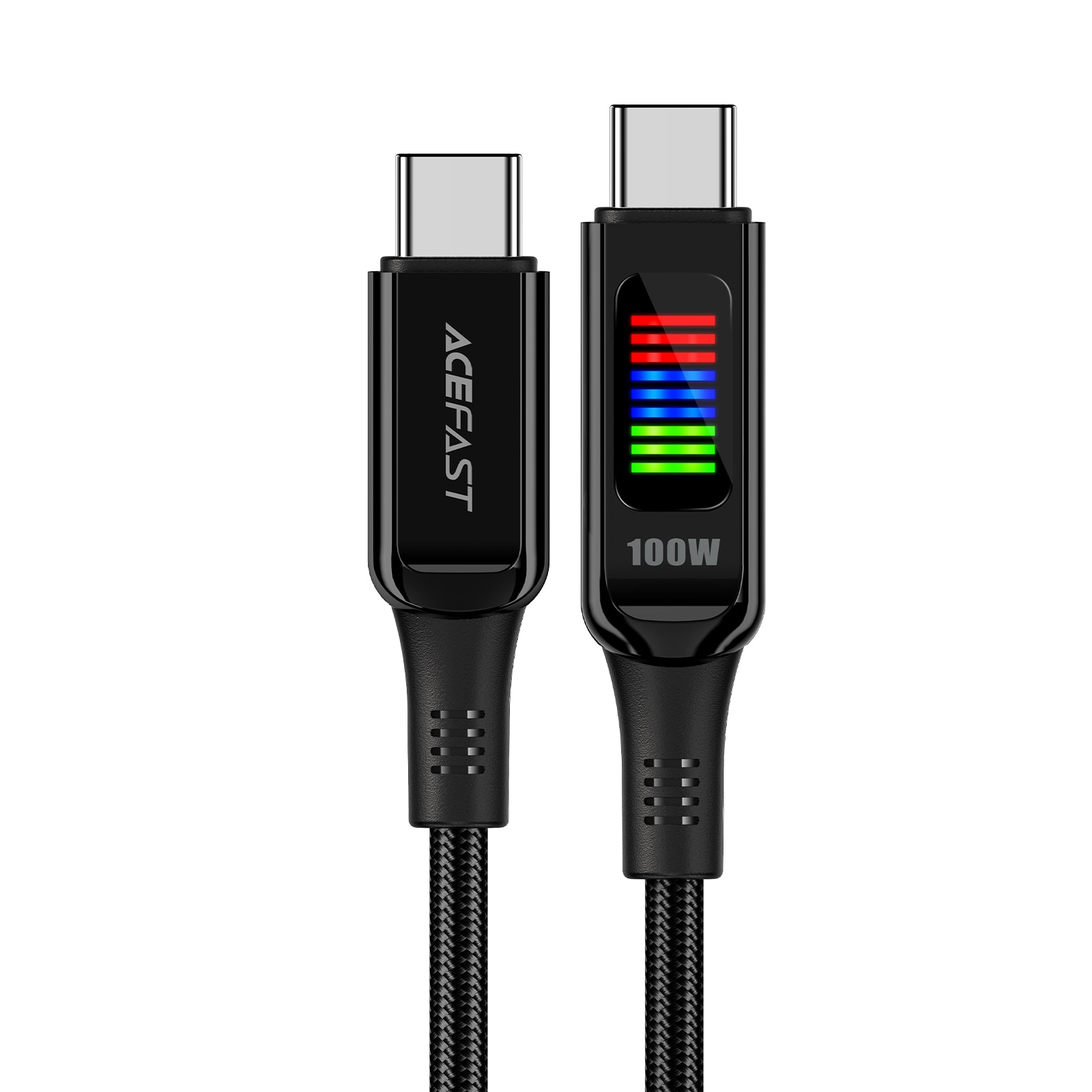 Acefast C7-03 USB-C USB-C 100W 1,2 m kabel med display - sort