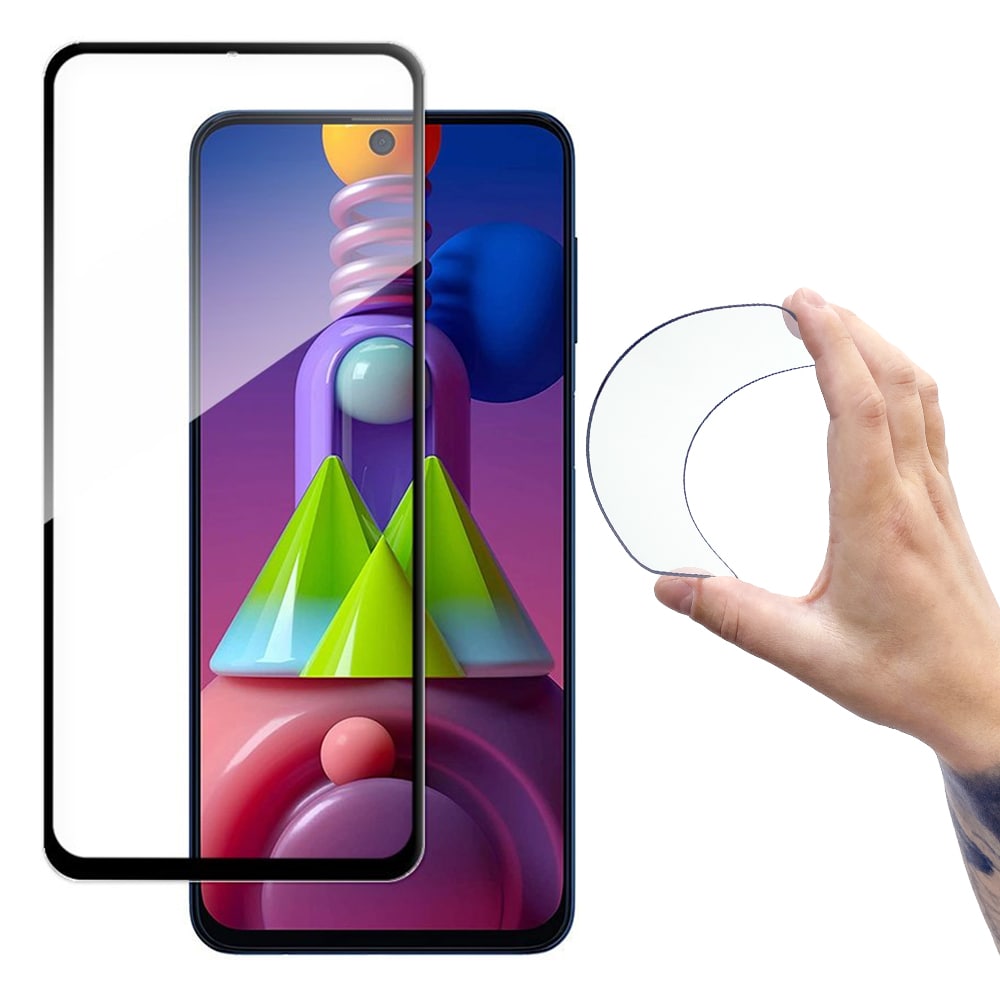 Wozinsky Fuldt cover Flexi Nano Glass Film Hærdet glas med ramme Samsung Galaxy M51 Sort