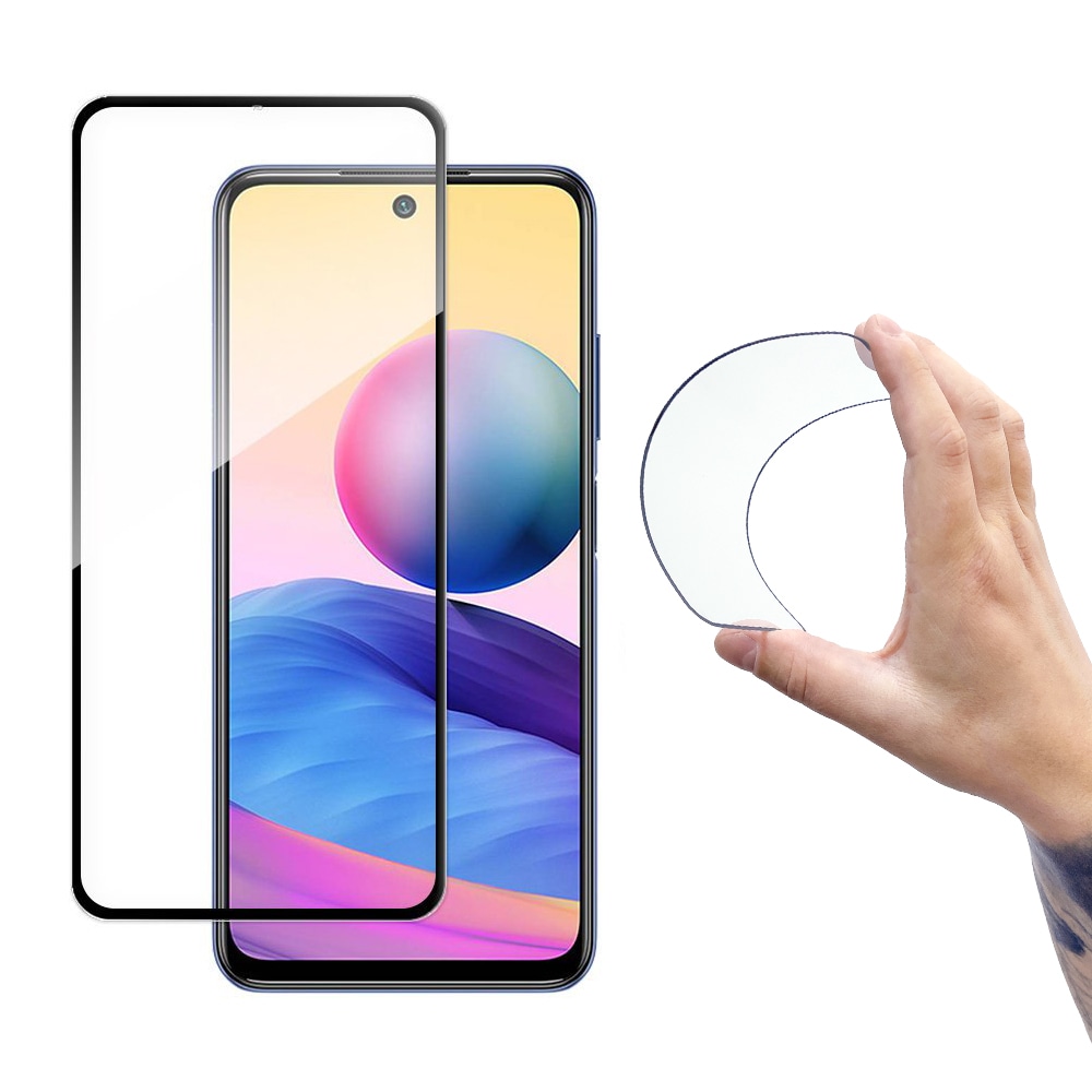Wozinsky Flexi Nano Glass Hybrid Screen Protector med ramme til Xiaomi Redmi Note 10 5G, sort