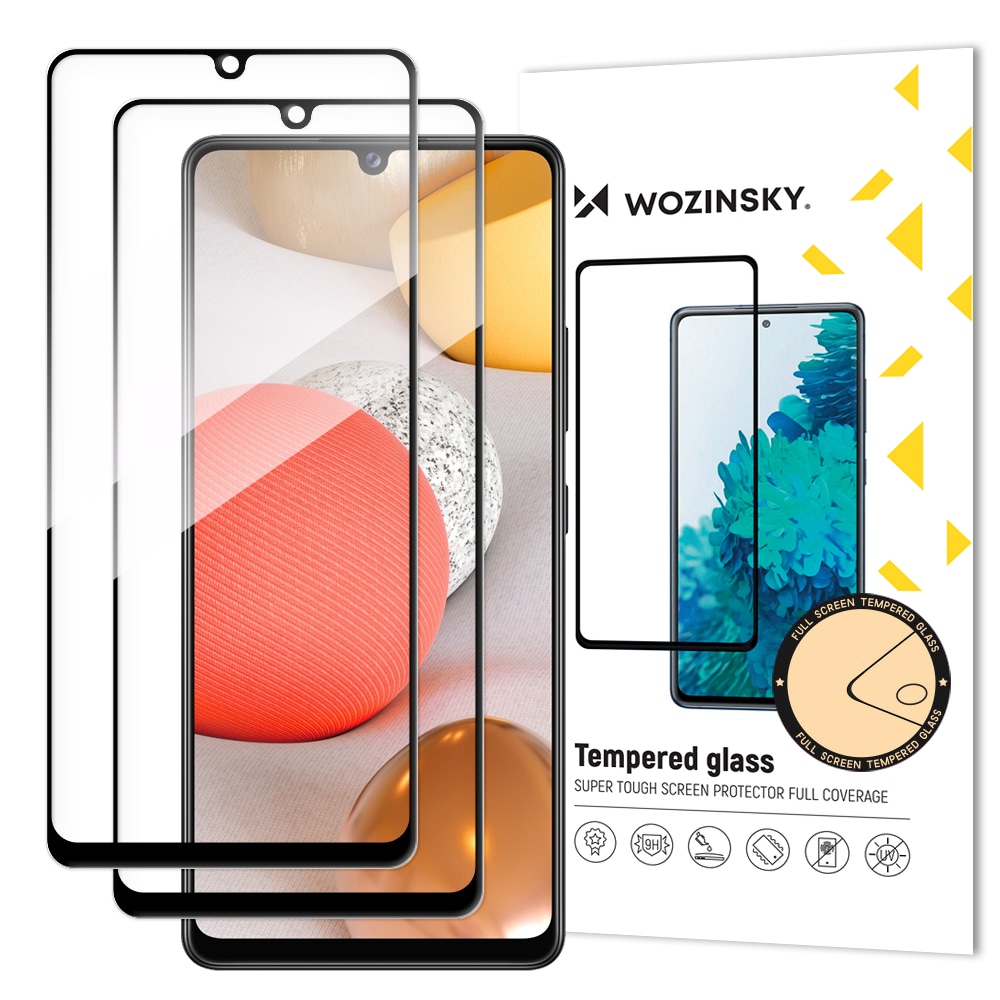 Wozinsky 2x hærdet glas skærmbeskytter til Samsung Galaxy A42 5G - fuld lim, case friendly, sort