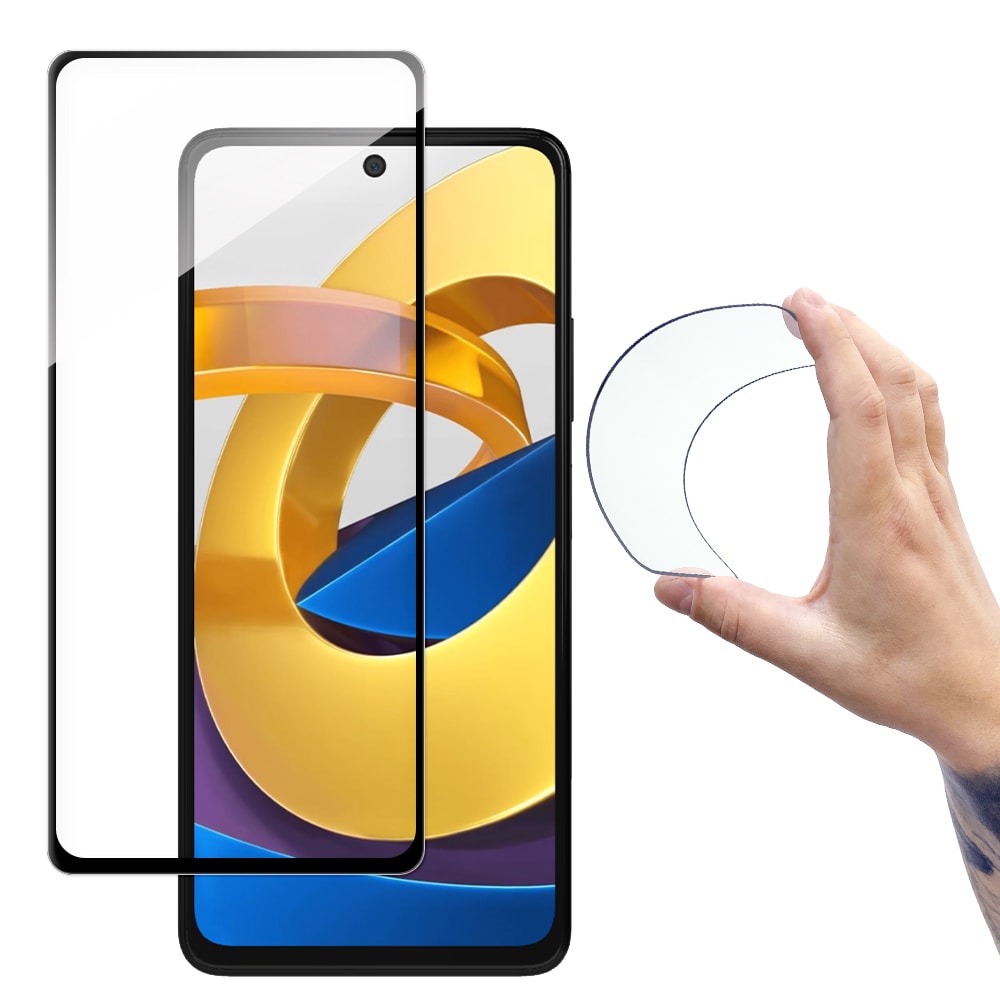 Wozinsky Fuldt dæksel Flexi Nano Glass Film Hærdet glas med ramme Xiaomi Poco M4 Pro 5G Transparent