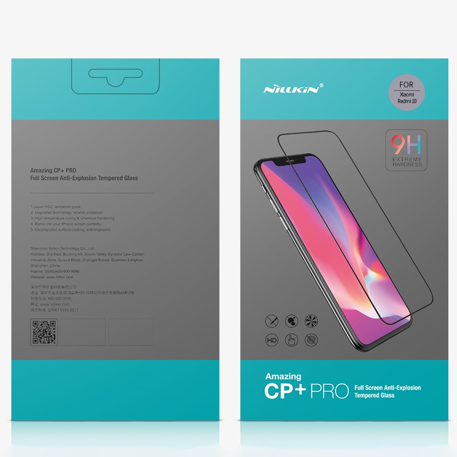 Nillkin CP+PRO ultratyndt hærdet glas til hele skærmen med en 0,2 mm ramme 9H Xiaomi Redmi 10 sort