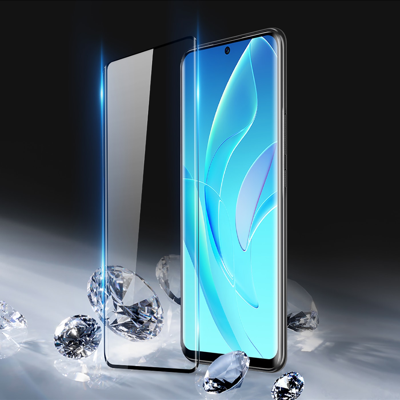 Dux Ducis Curved Glass Hærdet glas til Honor 60 Pro med en sort ramme