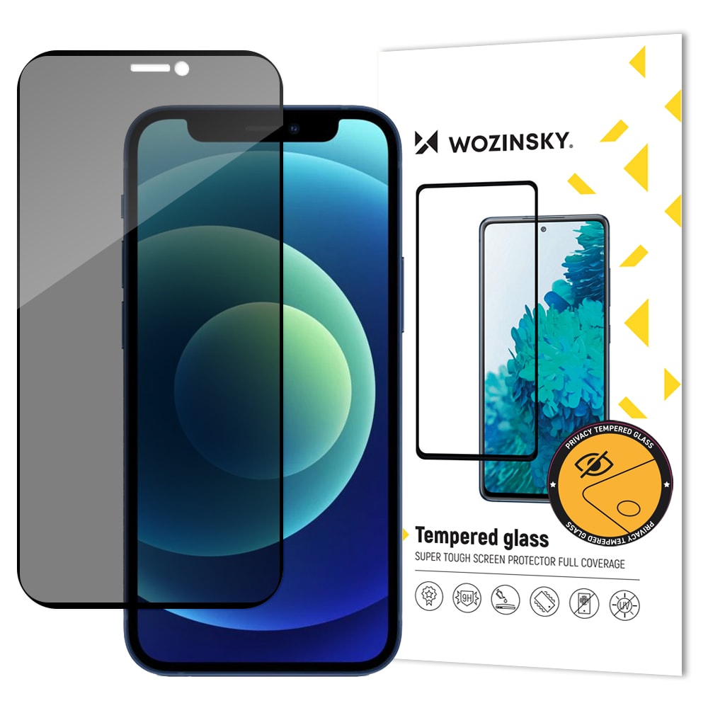 Wozinsky Privacy Glass Hærdet glas til iPhone 12 Pro / iPhone 12 med Anti Spy Privatizing Filter