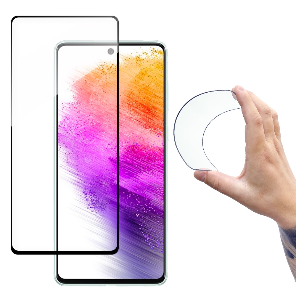 Wozinsky Full Cover Flexi Nano glasfilm hærdet glas med en ramme til Samsung Galaxy A73 transparent