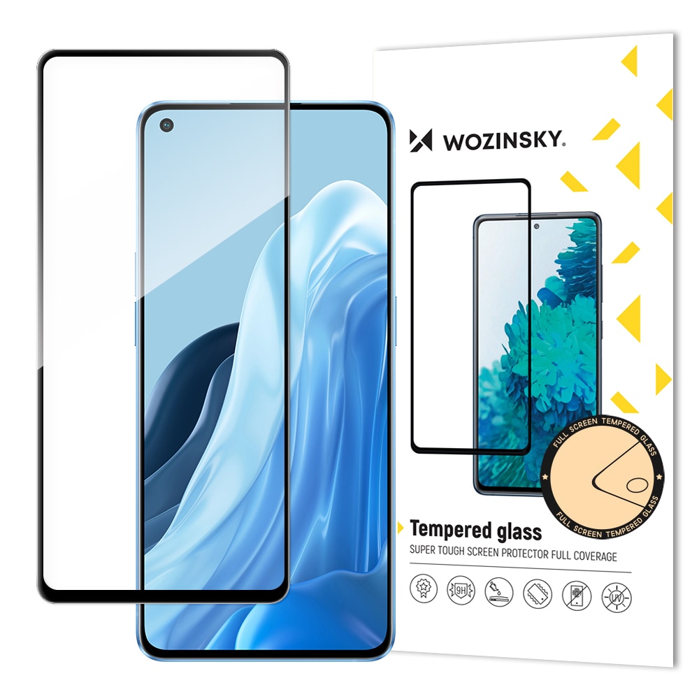 Wozinsky Hærdet glas Superhård skærmbeskytter Case Friendly til Oppo Reno7 Pro 5G sort