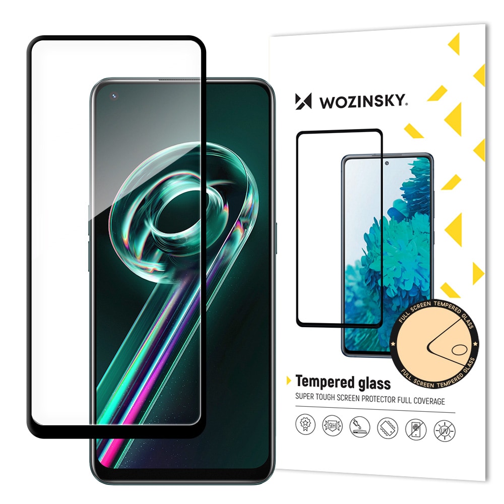 Wozinsky superhård hærdet glas full skærm case friendly til Realme 9 Pro+ sort