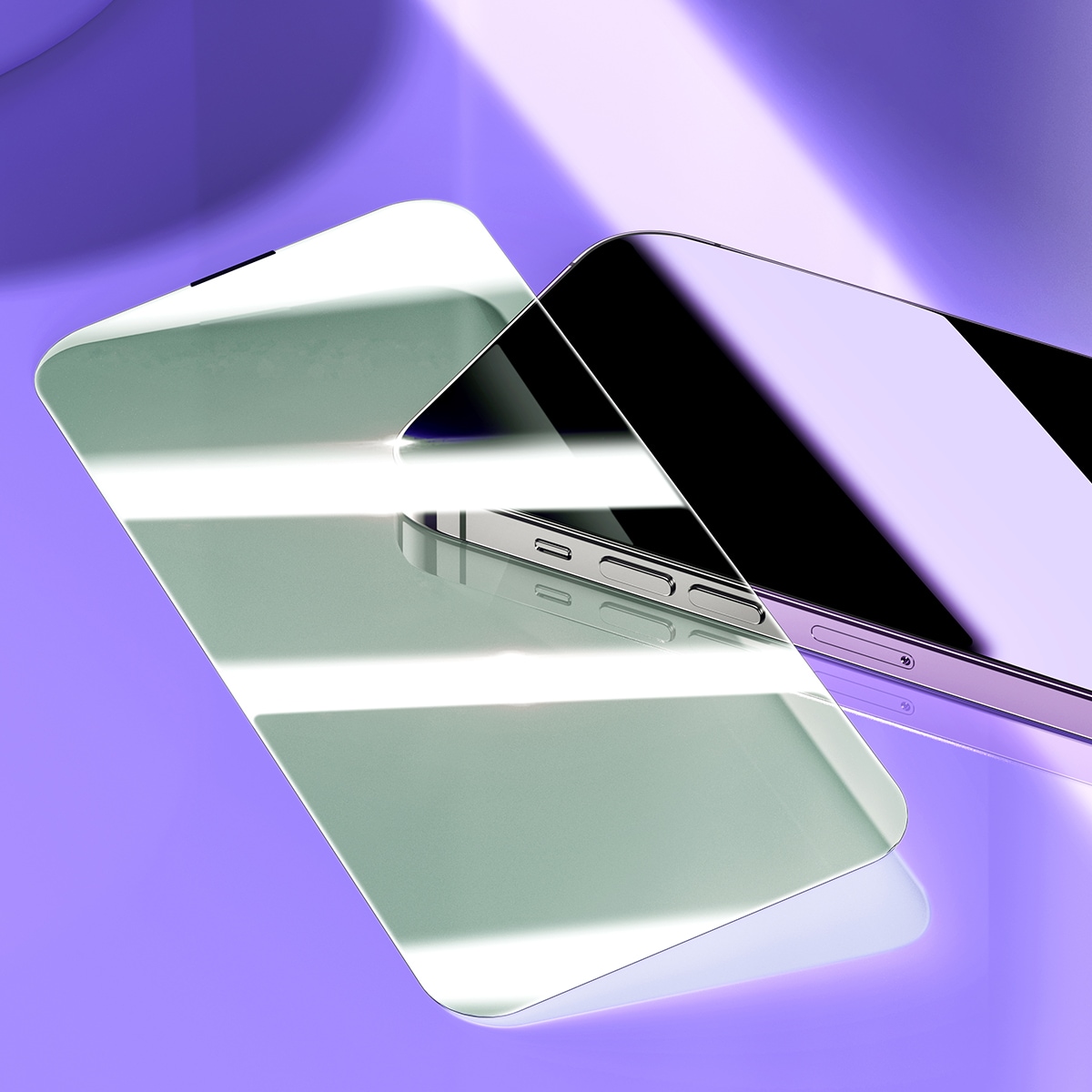 Baseus Hærdet glas til iPhone 14 Pro Max med blåt lysfilter, 0,3 mm dæksel + monteringsramme