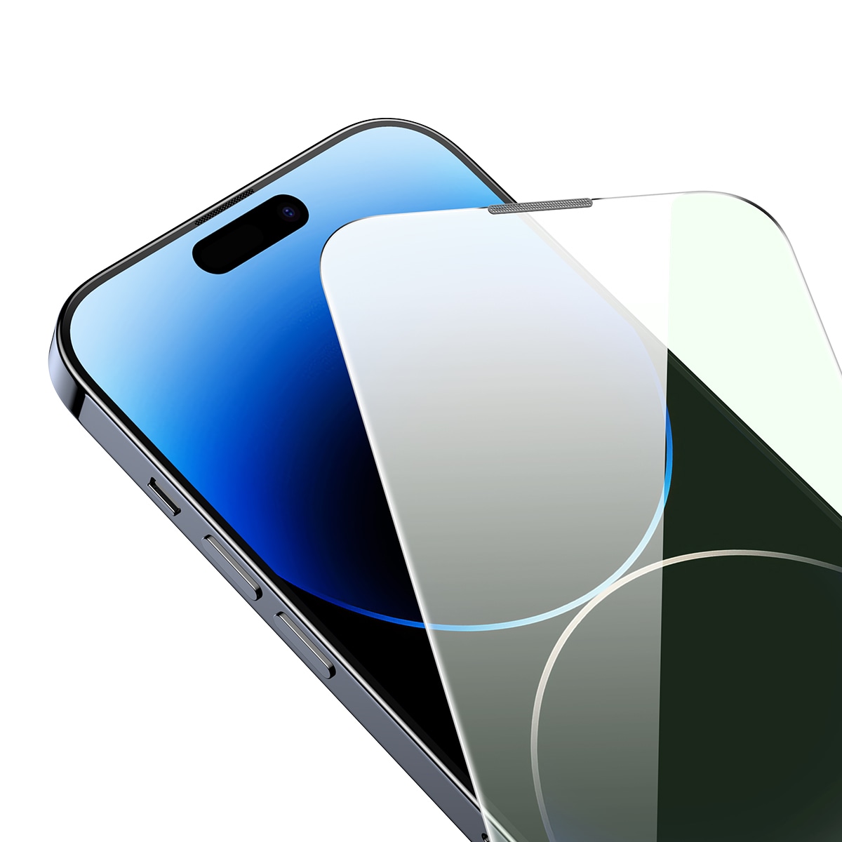Baseus Hærdet glas til iPhone 14 Pro Max med blåt lysfilter, 0,3 mm dæksel + monteringsramme