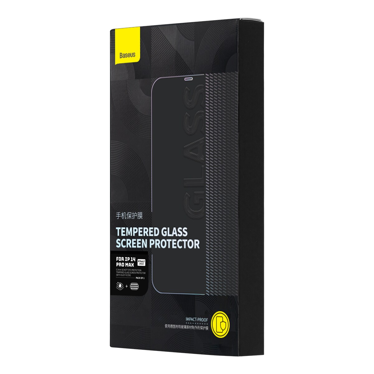 Baseus Hærdet glas til iPhone 14 Pro Max med blåt lysfilter, 0,3 mm dæksel + monteringsramme