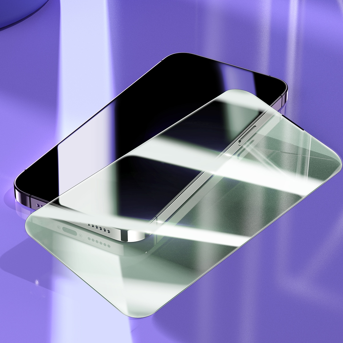 Baseus Hærdet glas til iPhone 14 Pro Max med blåt lysfilter, 0,3 mm dæksel + monteringsramme