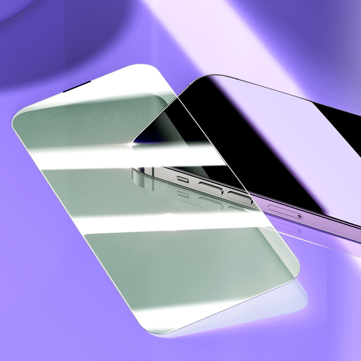 Baseus Hærdet glas til iPhone 14 Pro, antiblåt lysfilter, 0,3 mm højttalerdæksel + ramme