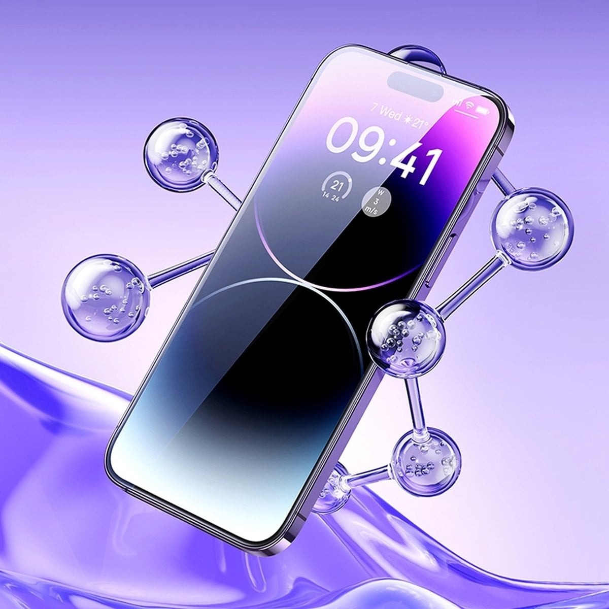 Baseus Hærdet glas til iPhone 14 Pro, antiblåt lysfilter, 0,3 mm højttalerdæksel + ramme