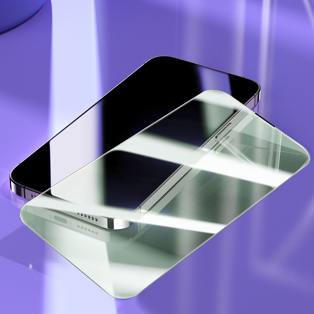 Baseus Hærdet glas til iPhone 14 Pro, antiblåt lysfilter, 0,3 mm højttalerdæksel + ramme