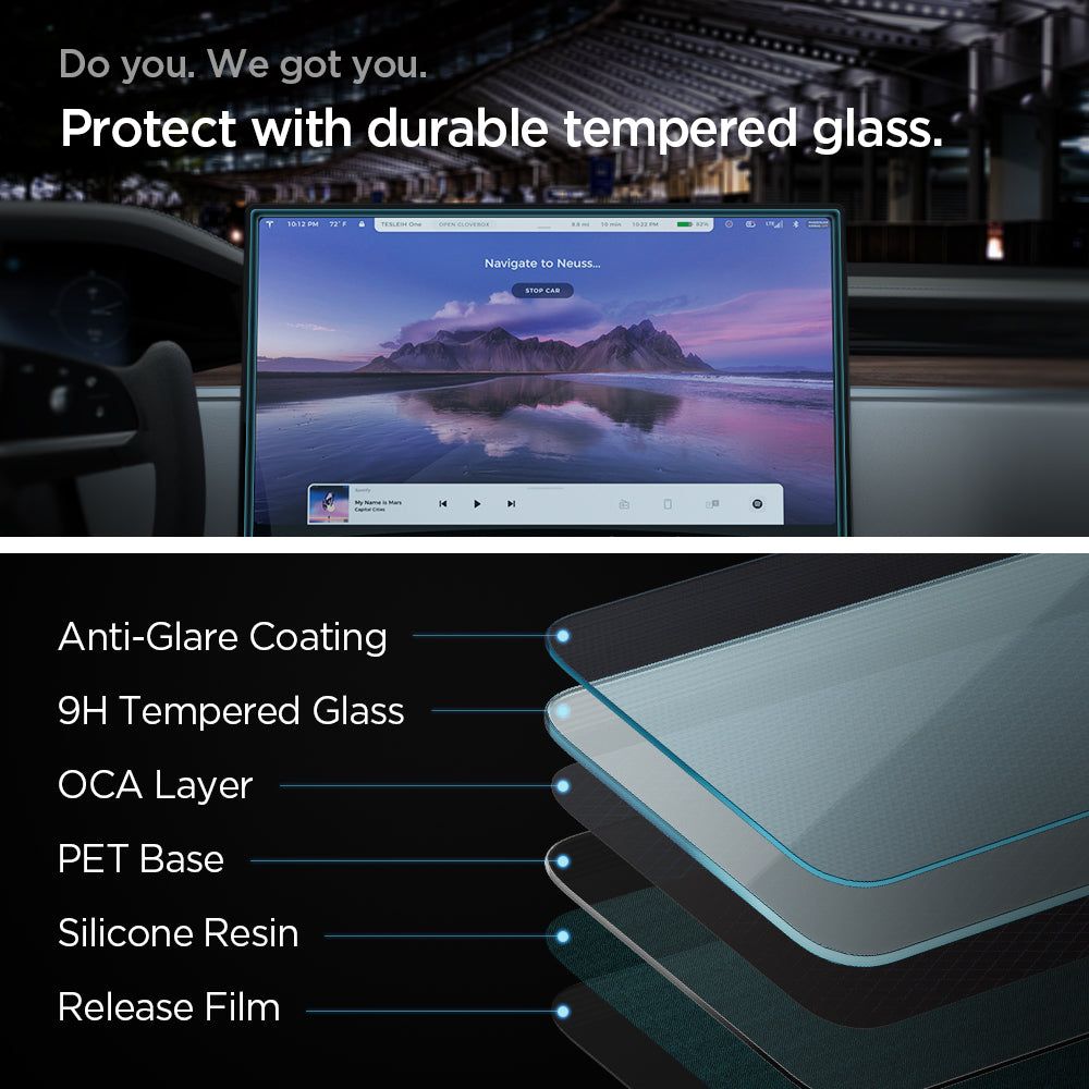 Spigen Glas.tR EZ Fit hærdet glas til Tesla Model X 2022 / Model S 2021 - Sort