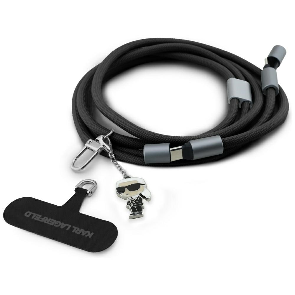 Karl Lagerfeld CBDY Ikonik Charm USB-C kabel / USB-C nøglesnor - Sort