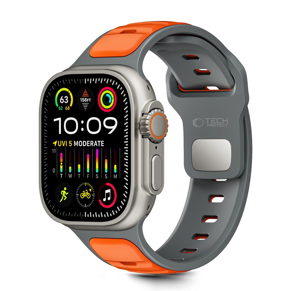 Tech-Protect IconBand Line-rem til Apple Watch 44 / 45 / 46 / 49 mm - Grå-orange