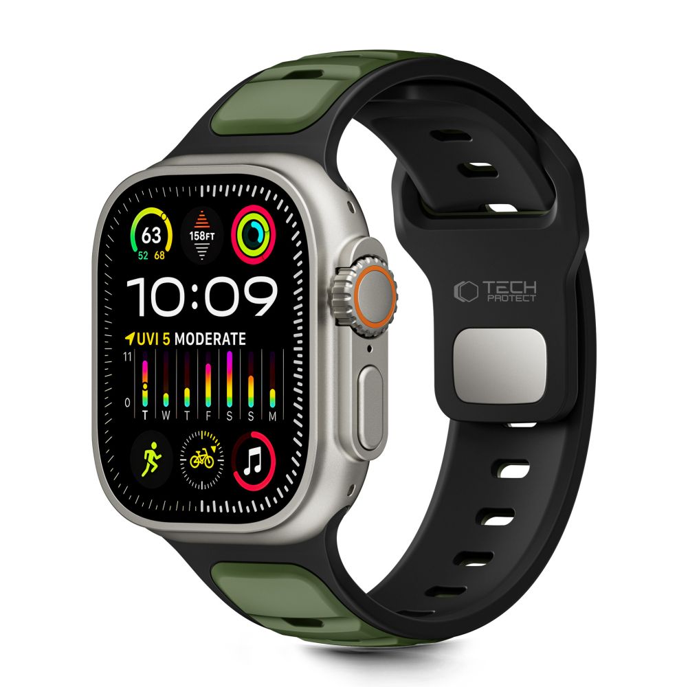 Tech-Protect IconBand Line-rem til Apple-ur 44/45/46/49 mm - sort og grøn