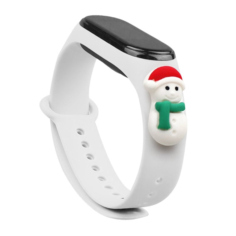 Strap Xmas for Xiaomi Mi Band 3 / 4 Christmas Silicone Strap Armbånd med snemand - Hvid