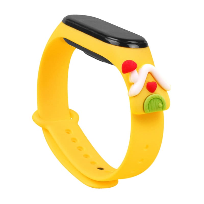 Strap Xmas for Xiaomi Mi Band 3 / 4 Christmas Silicone Strap Armbånd med hus - Gul