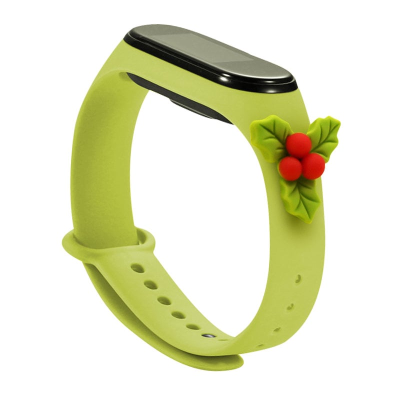 Strap Xmas for Xiaomi Mi Band 5 / 6 Christmas Silicone Strap Bracelet with Mistletoe - Green
