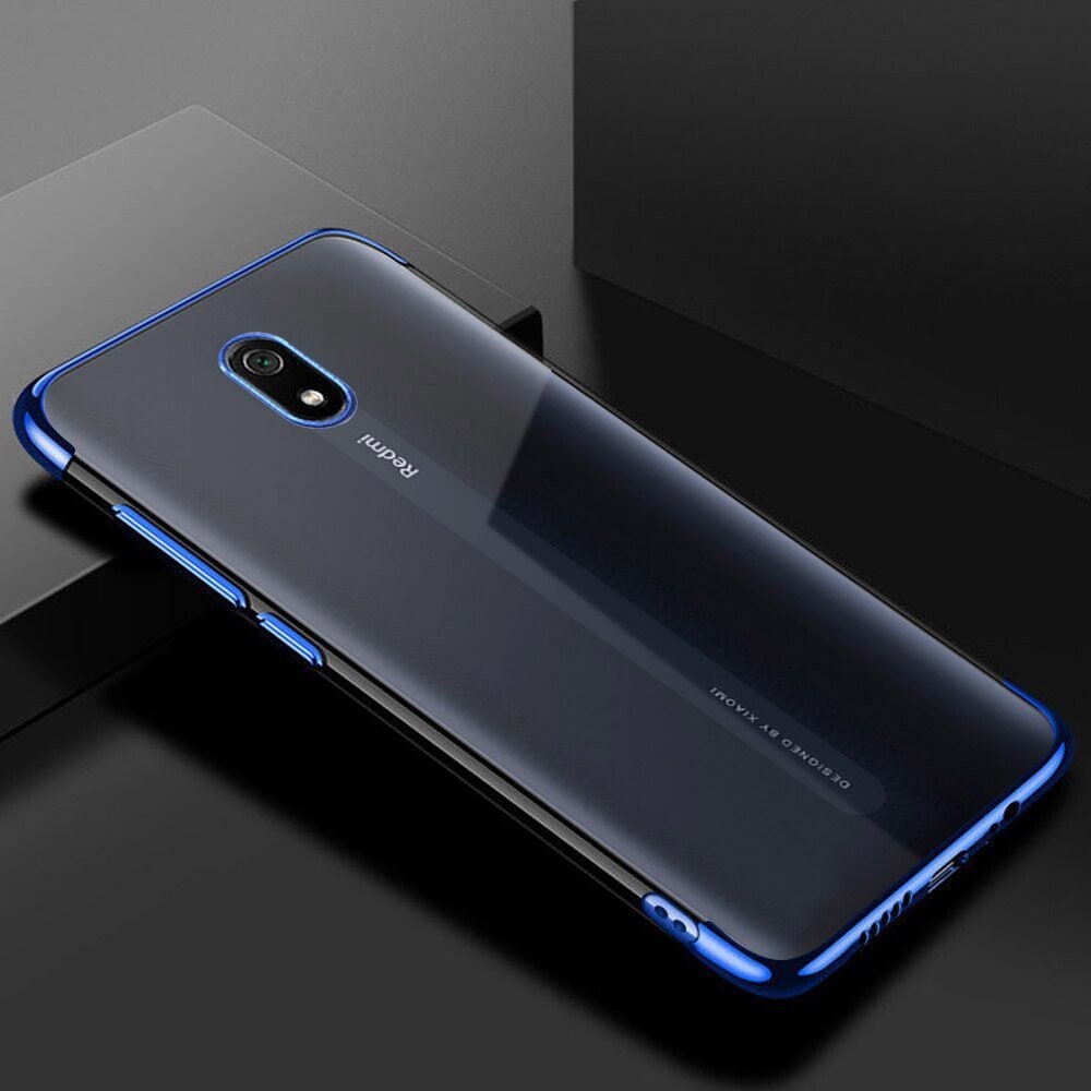 Clear Color Case Gel TPU Electroplating frame Cover til Xiaomi Redmi 8A blå