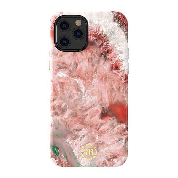 Kingxbar Agate Series-etui dekoreret med trykt agat iPhone 12 mini rød