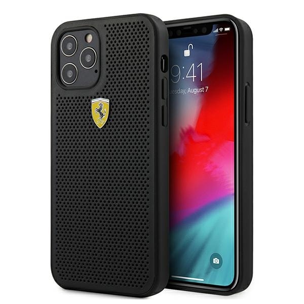 Ferrari FESPEHCP12MBK iPhone 12/12 Pro 6,1" sort/sort hardcase On Track Perforated