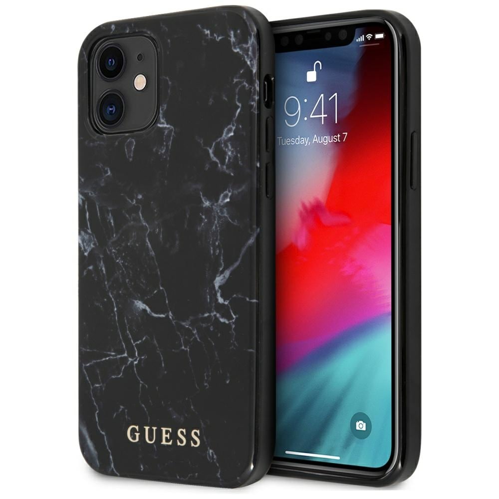 Guess Marmor-etui til iPhone 12 mini - Sort