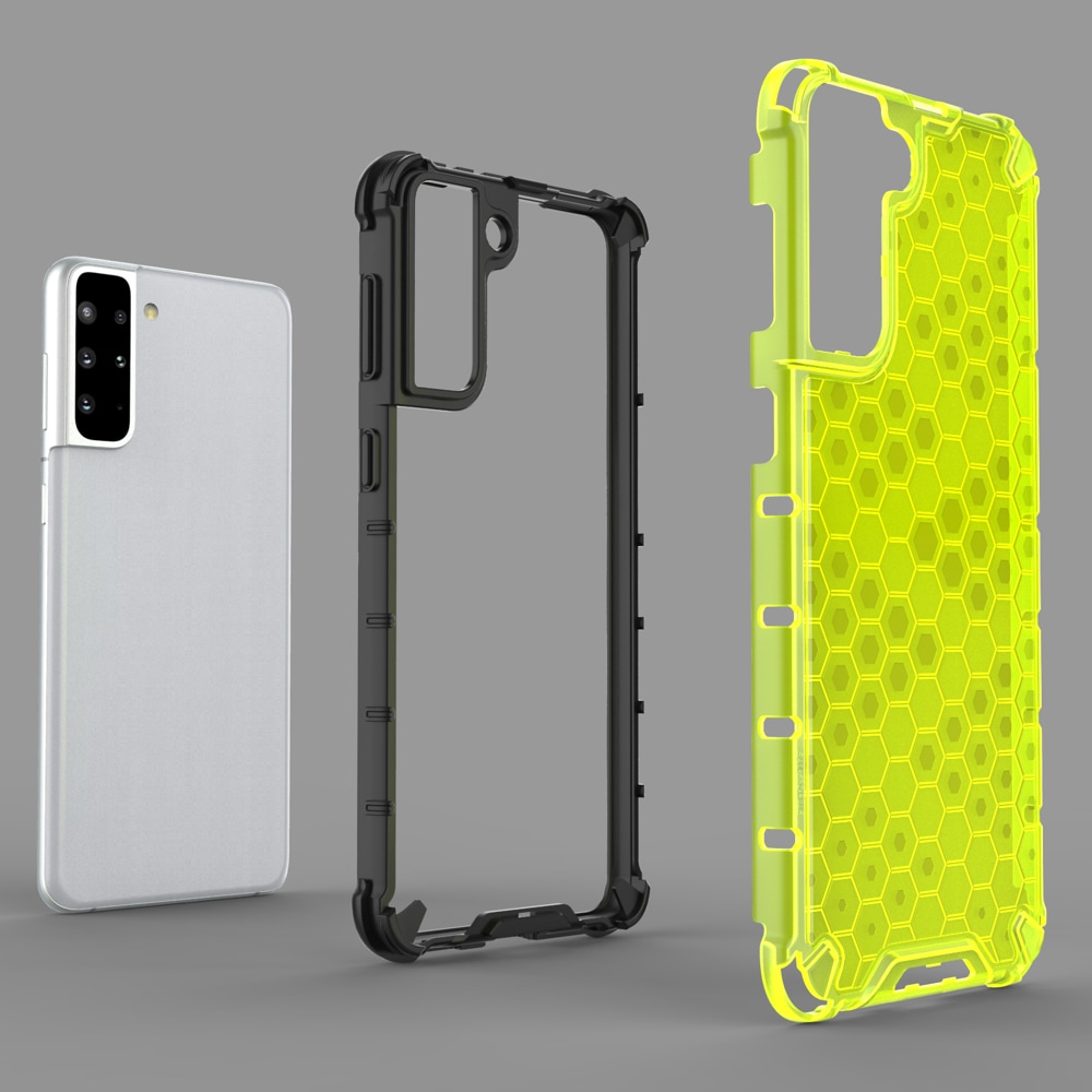 Honeycomb Case panser cover med TPU Bumper til Samsung Galaxy S21+ 5G (S21 Plus 5G) blå