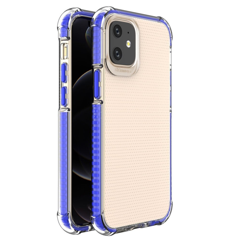 Spring Armor klart TPU gel robust beskyttelsescover med farverig ramme til iPhone 12 mini blå