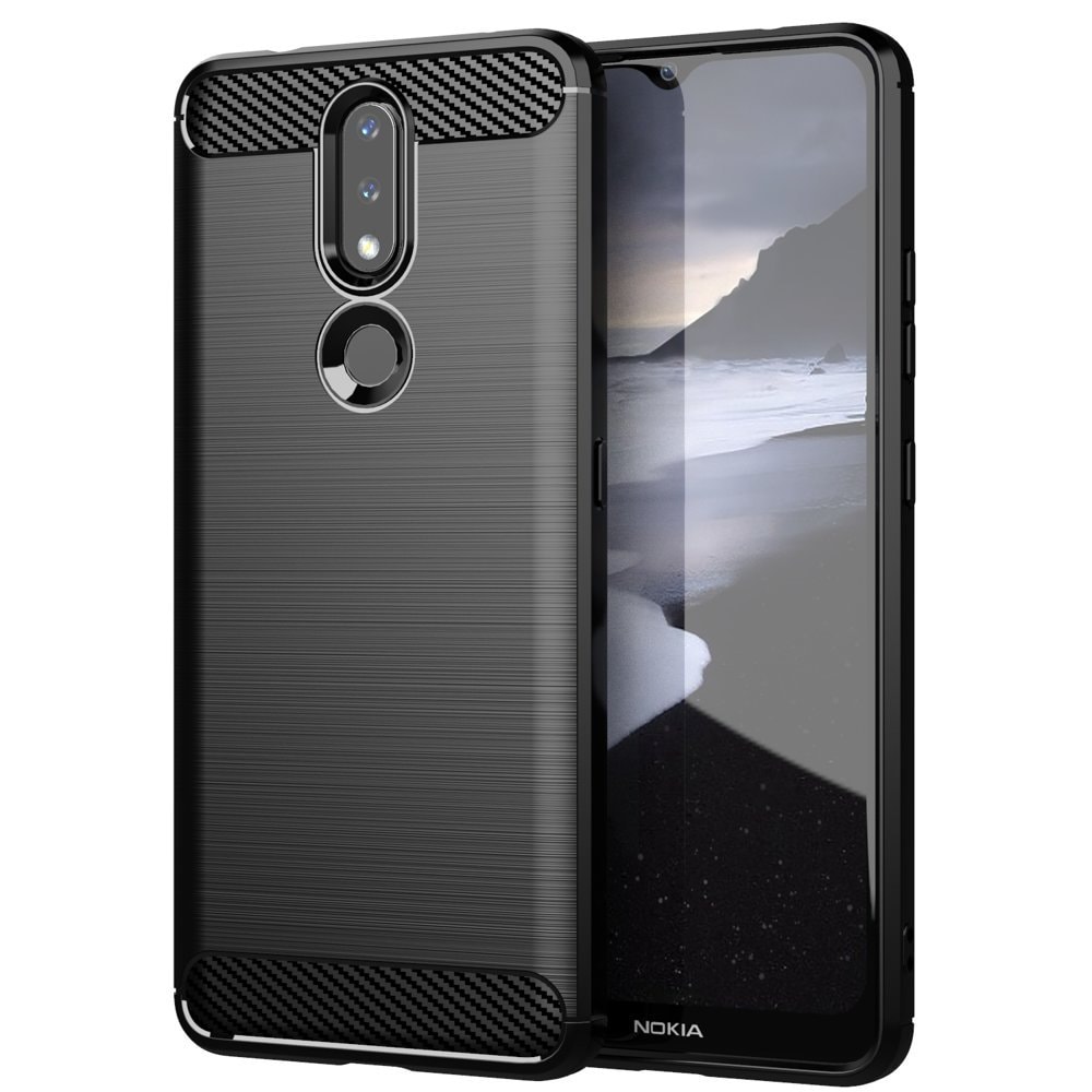 Carbon Case Flexible Cover TPU Case til Nokia 2.4 sort