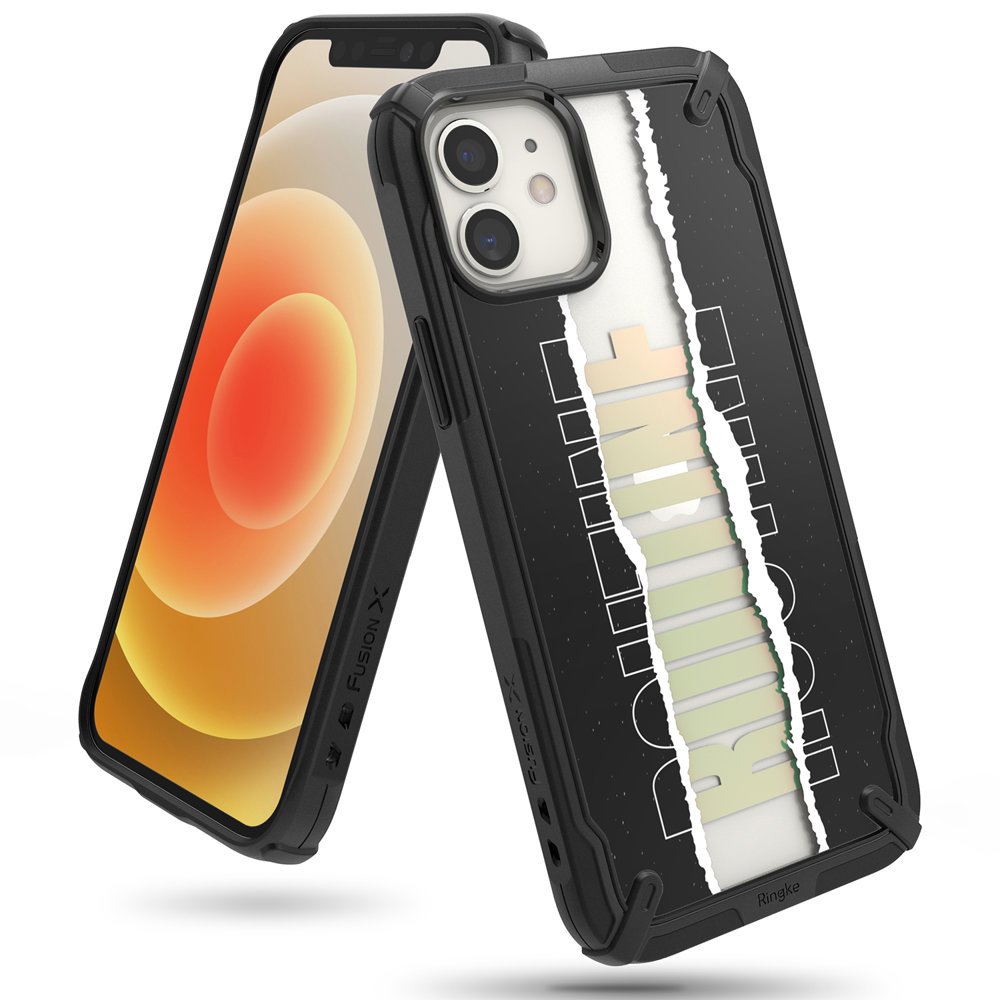 Ringke Fusion X PC-etui med TPU-kofanger til iPhone 12 mini, sort (Routine) (XDAP0020)