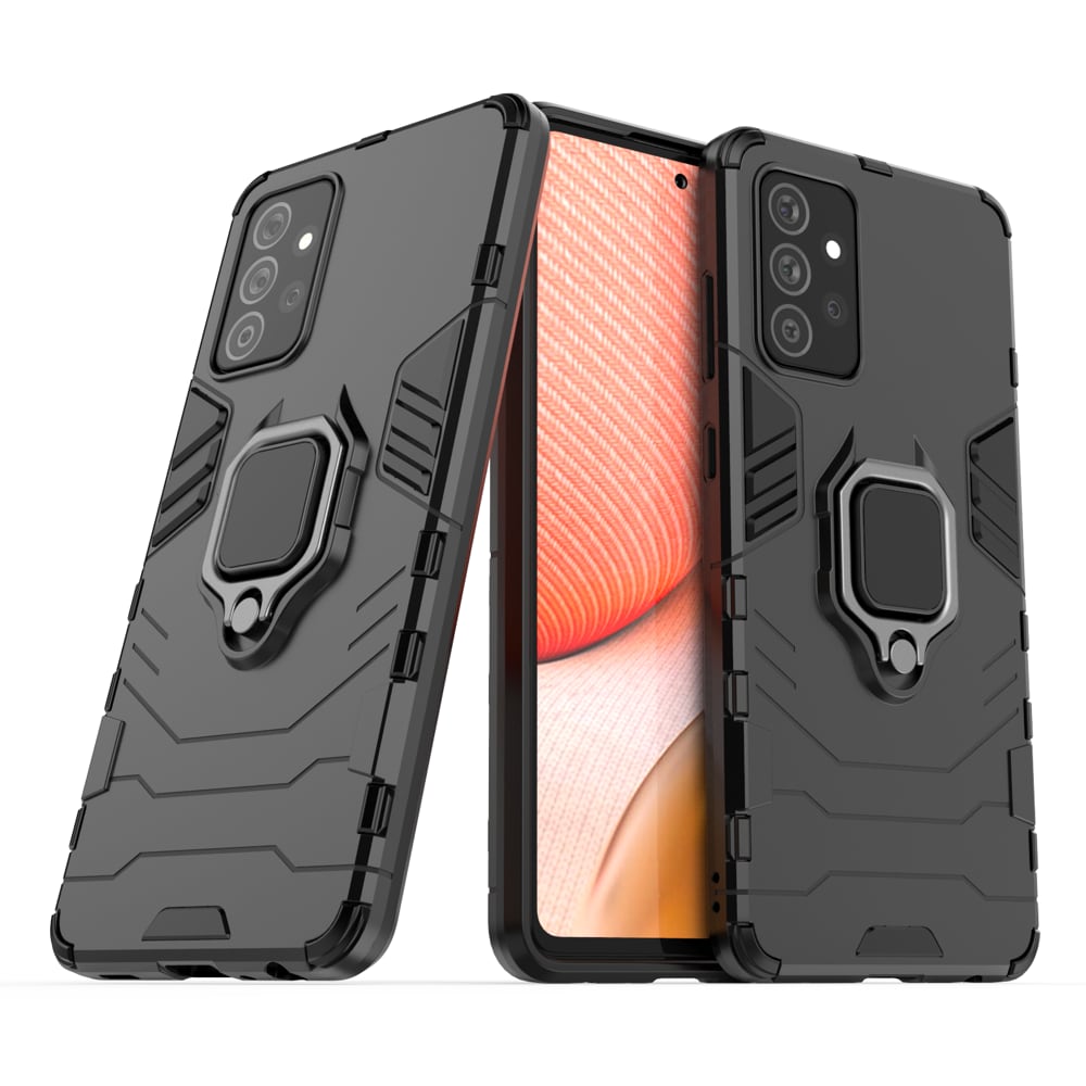 Ring Armor Case Kickstand Tough Rugged Cover til Samsung Galaxy A72 4G sort