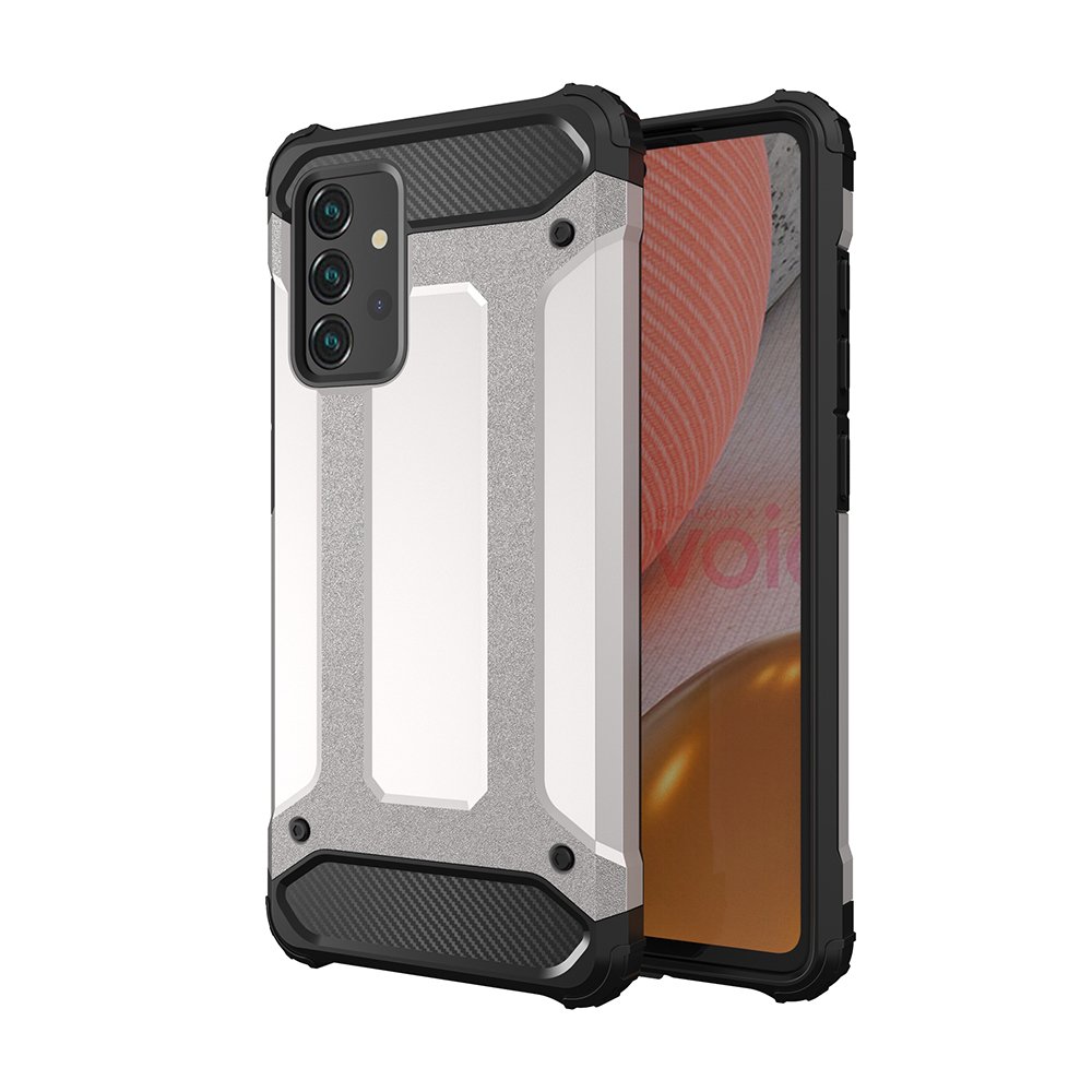Hybrid Armor Case Tough Rugged Cover til Samsung Galaxy A72 4G sølv