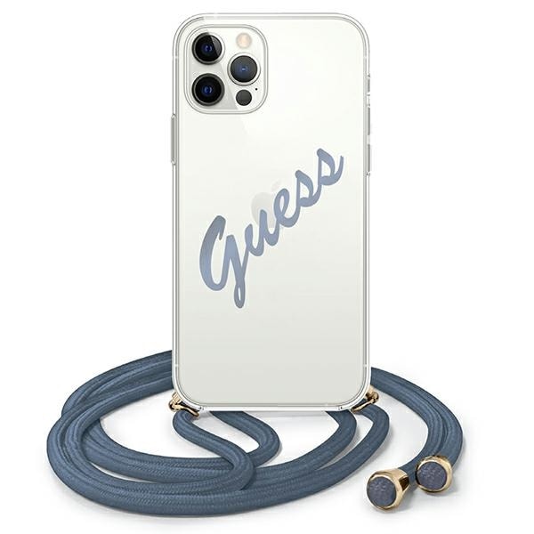 Guess GUHCP12MCRTVSBL iPhone 12/12 Pro 6,1" blå/blå hardcase Script Vintage