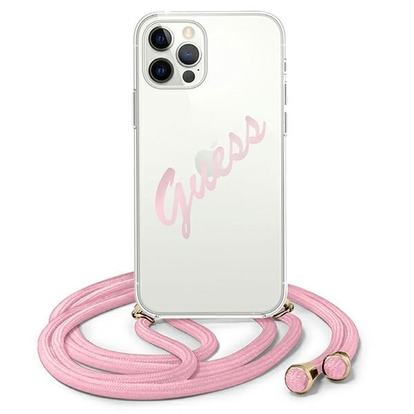 Guess GUHCP12MCRTVSPI iPhone 12/12 Pro 6,1" pink/pink hardcase Script Vintage