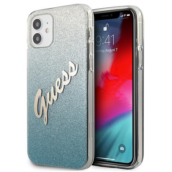 Guess GUHCP12SPCUGLSBL iPhone 12 mini 5,4" blå/blå hardcase Glitter Gradient Script