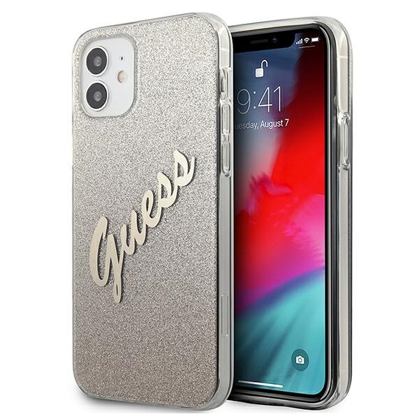 Guess GUHCP12SPCUGLSGO iPhone 12 mini 5,4" guld/guld hardcase Glitter Gradient Script