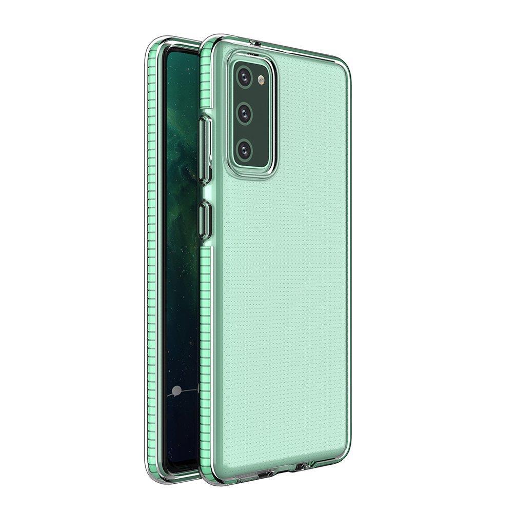 Spring Case klar TPU gel beskyttende cover med farverig ramme til Samsung Galaxy A72 4G mint